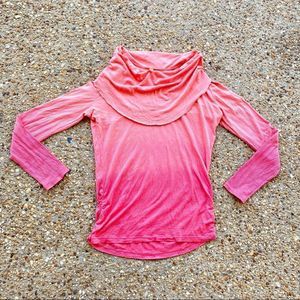 Lucy Cowlneck Ombré Pink & Coral Athleisure Striped Top Size M